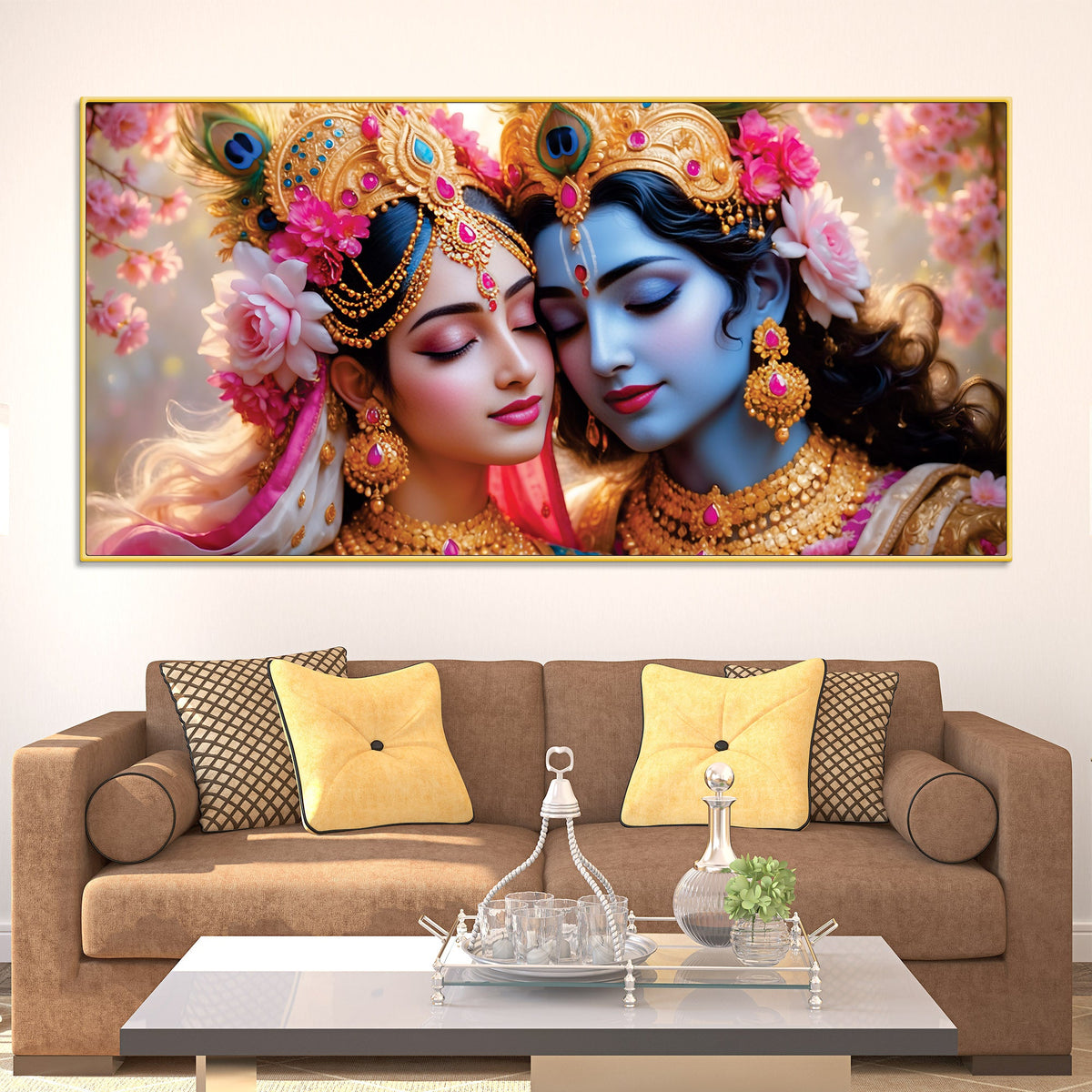 Radha Krishna Spiritual Canvas Painting for Modern Wall Decor