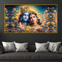 Radha Krishna Spiritual Crystal Glass Painting for Spiritual Home Décor