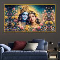 Radha Krishna Spiritual Crystal Glass Painting for Spiritual Home Décor
