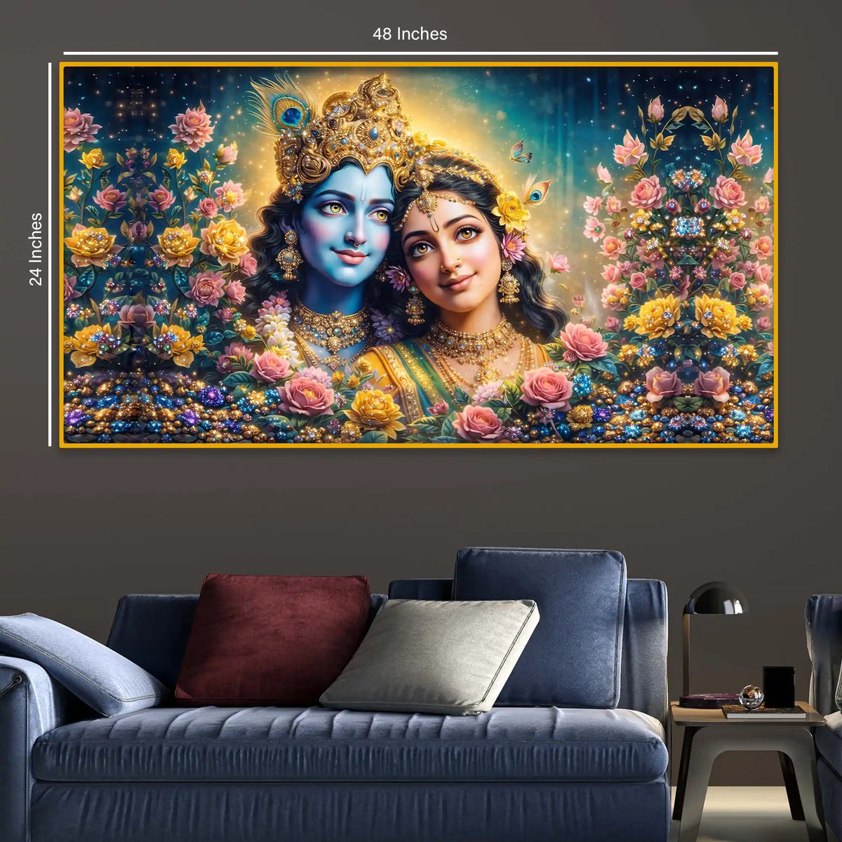 Radha Krishna Spiritual Crystal Glass Painting for Spiritual Home Décor