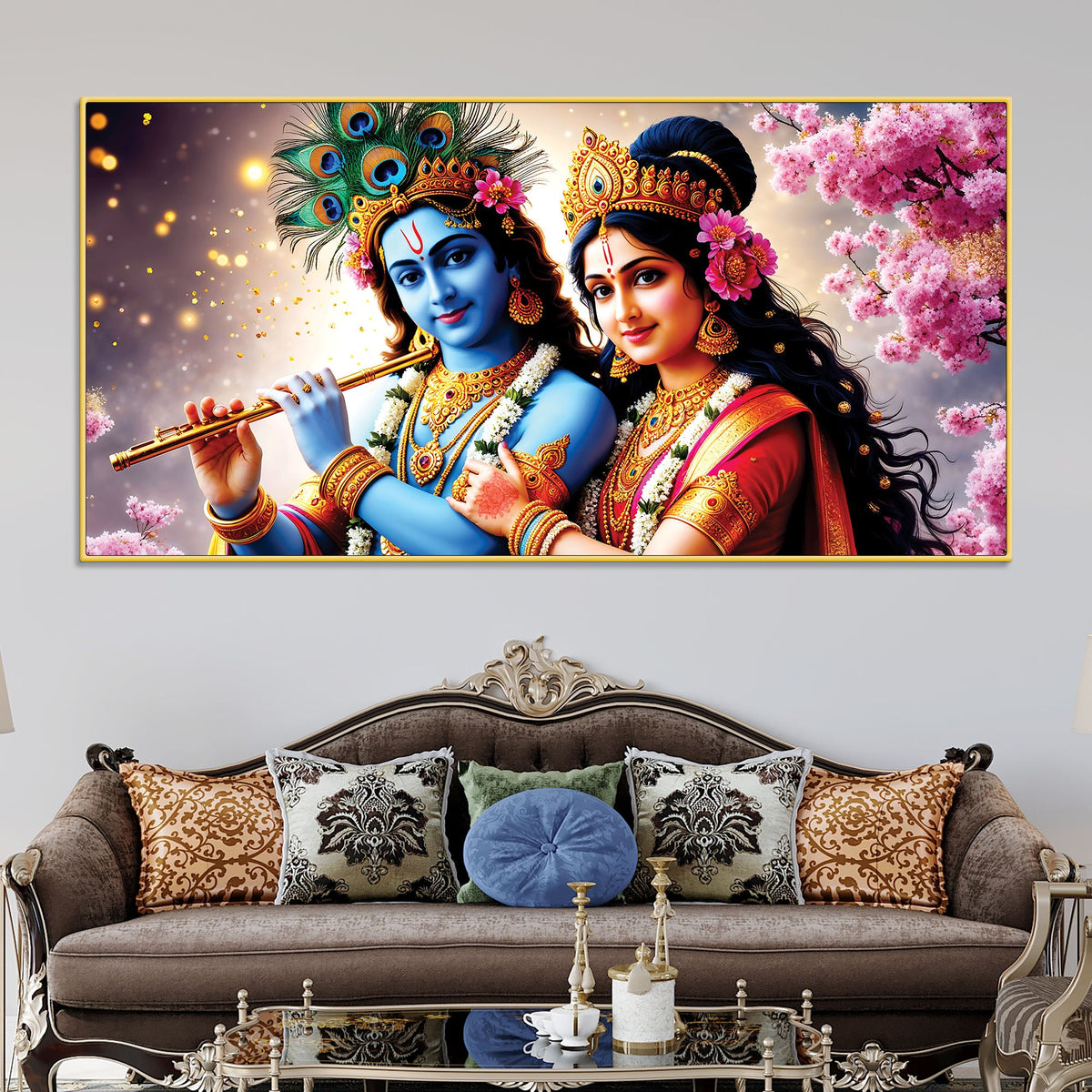 Radha Krishna Traditional Canvas Painting for Wall Decoration