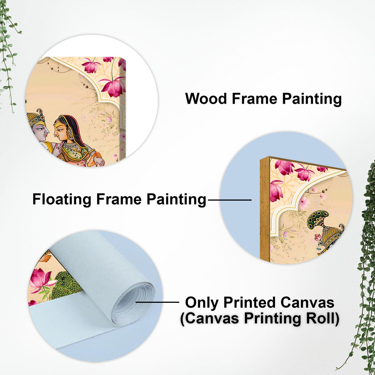 Radha Krishna Traditional Canvas Painting | Hindu Devotional Wall Art
