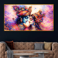 Radha Krishna Vibrant Crystal Glass Painting
