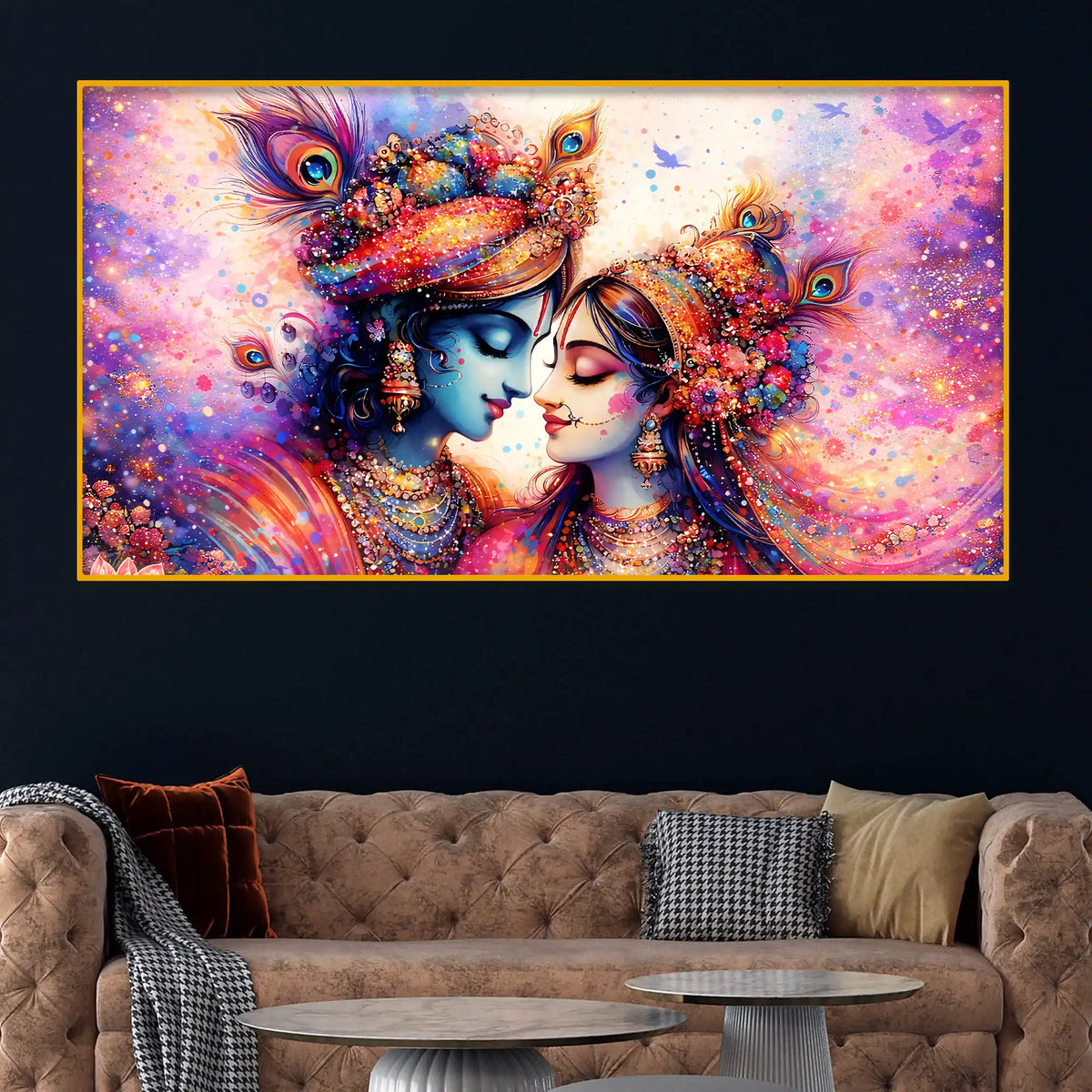 Radha Krishna Vibrant Crystal Glass Painting