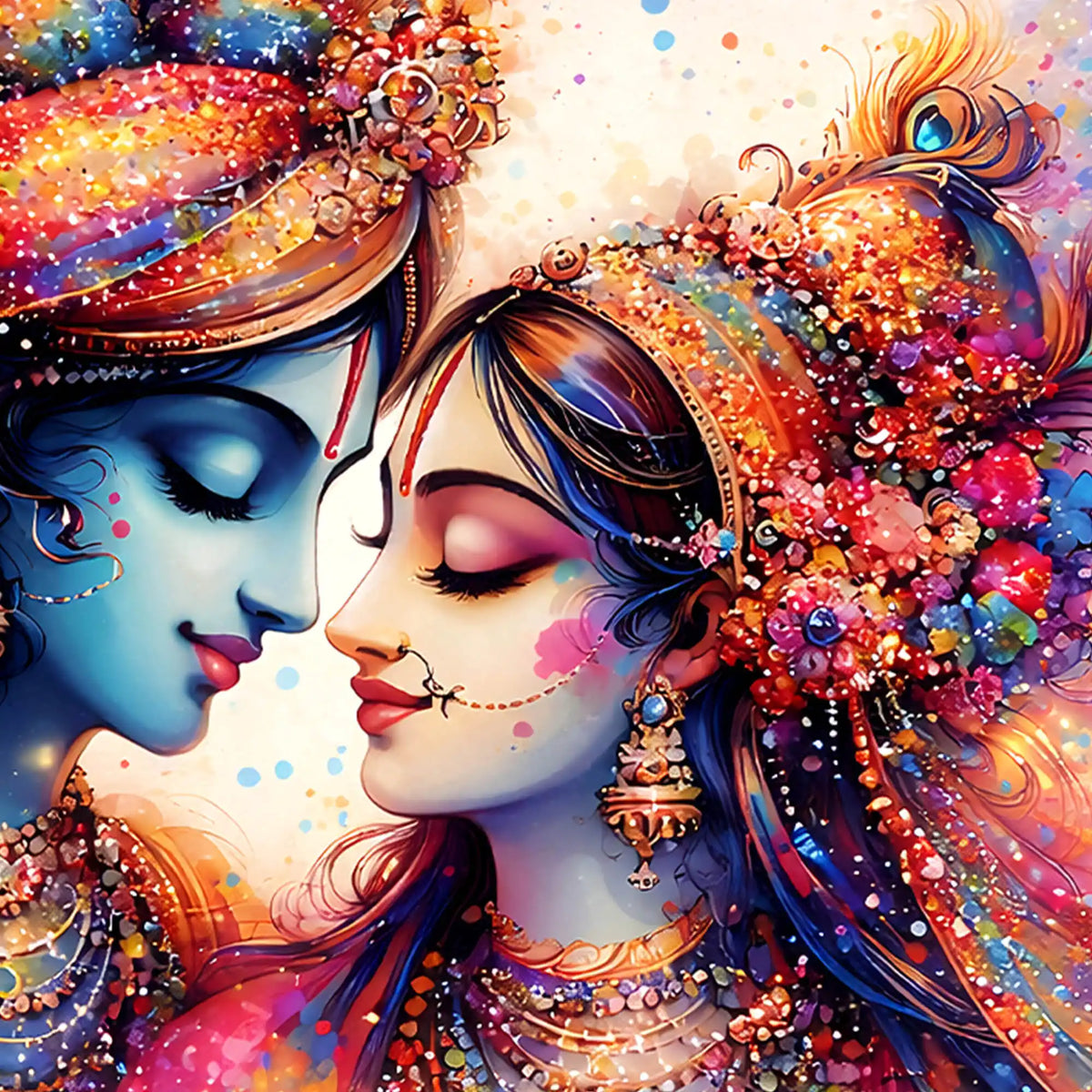 Radha Krishna Vibrant Crystal Glass Painting