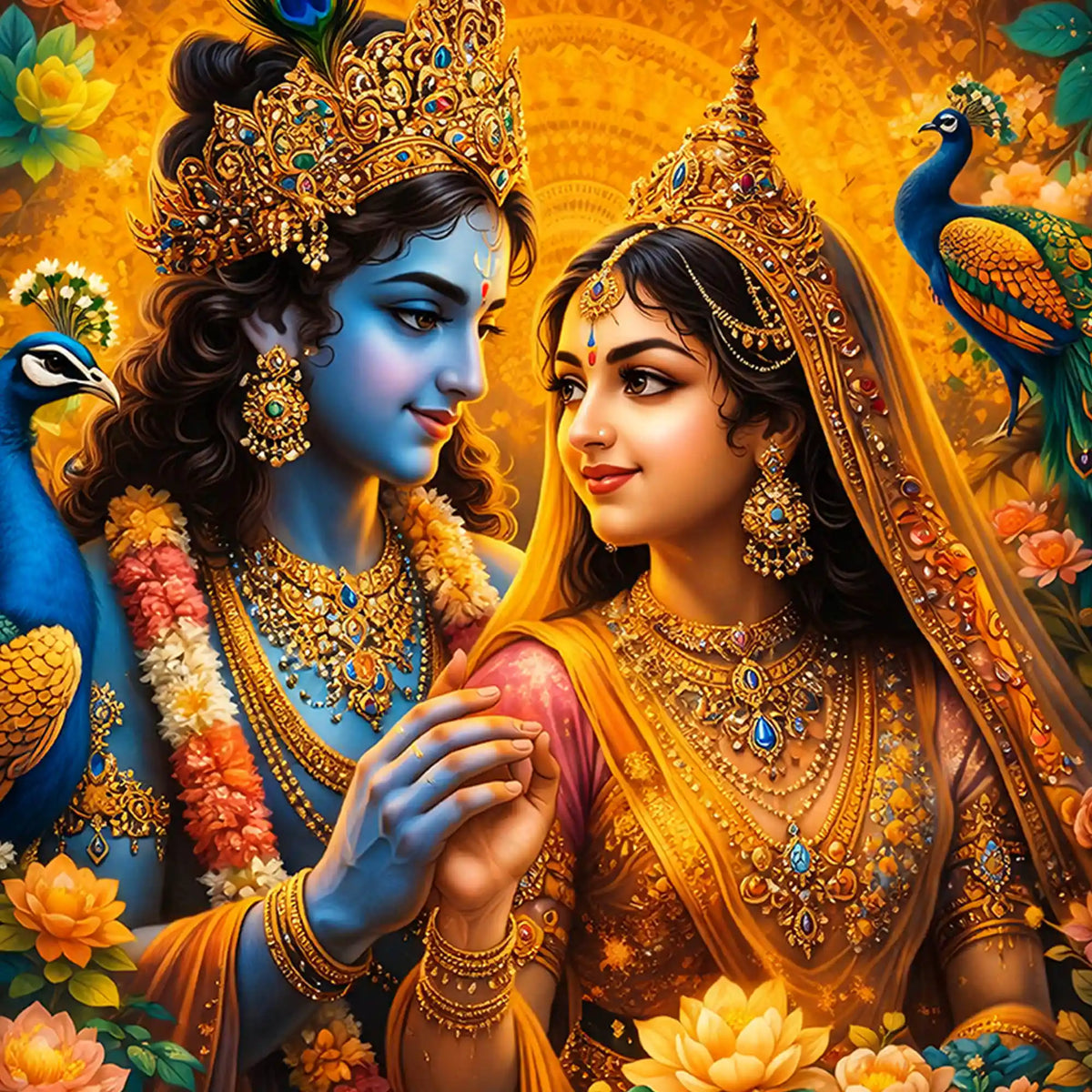 Radha Krishna Wall Art Floating Frame Crystal Wall Painting