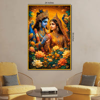 Radha Krishna Wall Art Floating Frame Crystal Wall Painting