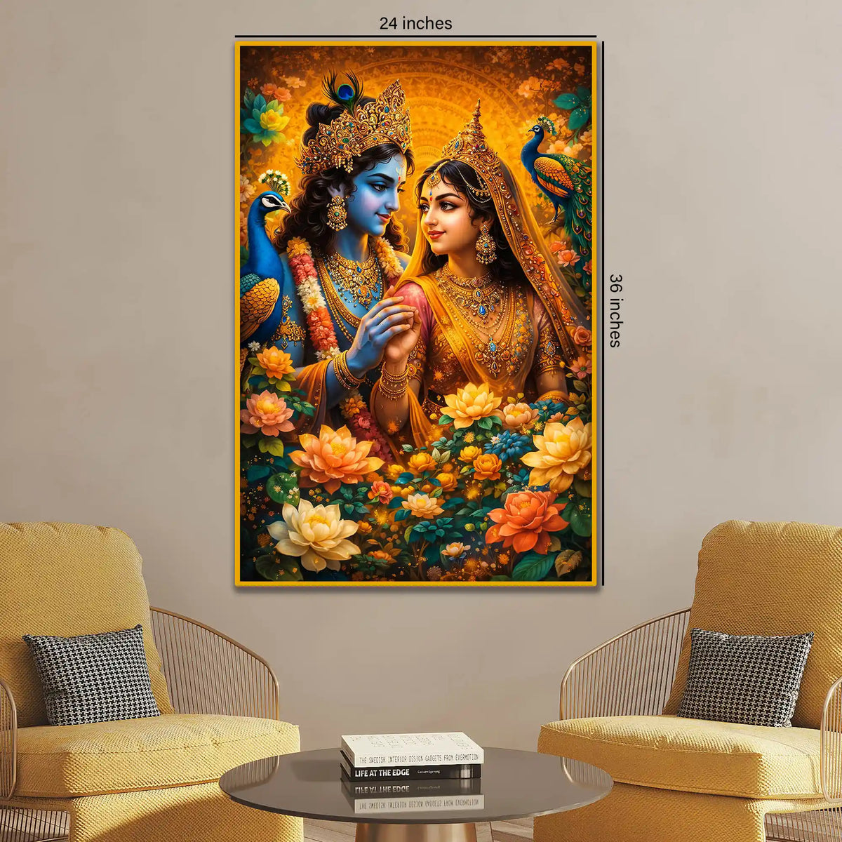 Radha Krishna Wall Art Floating Frame Crystal Wall Painting