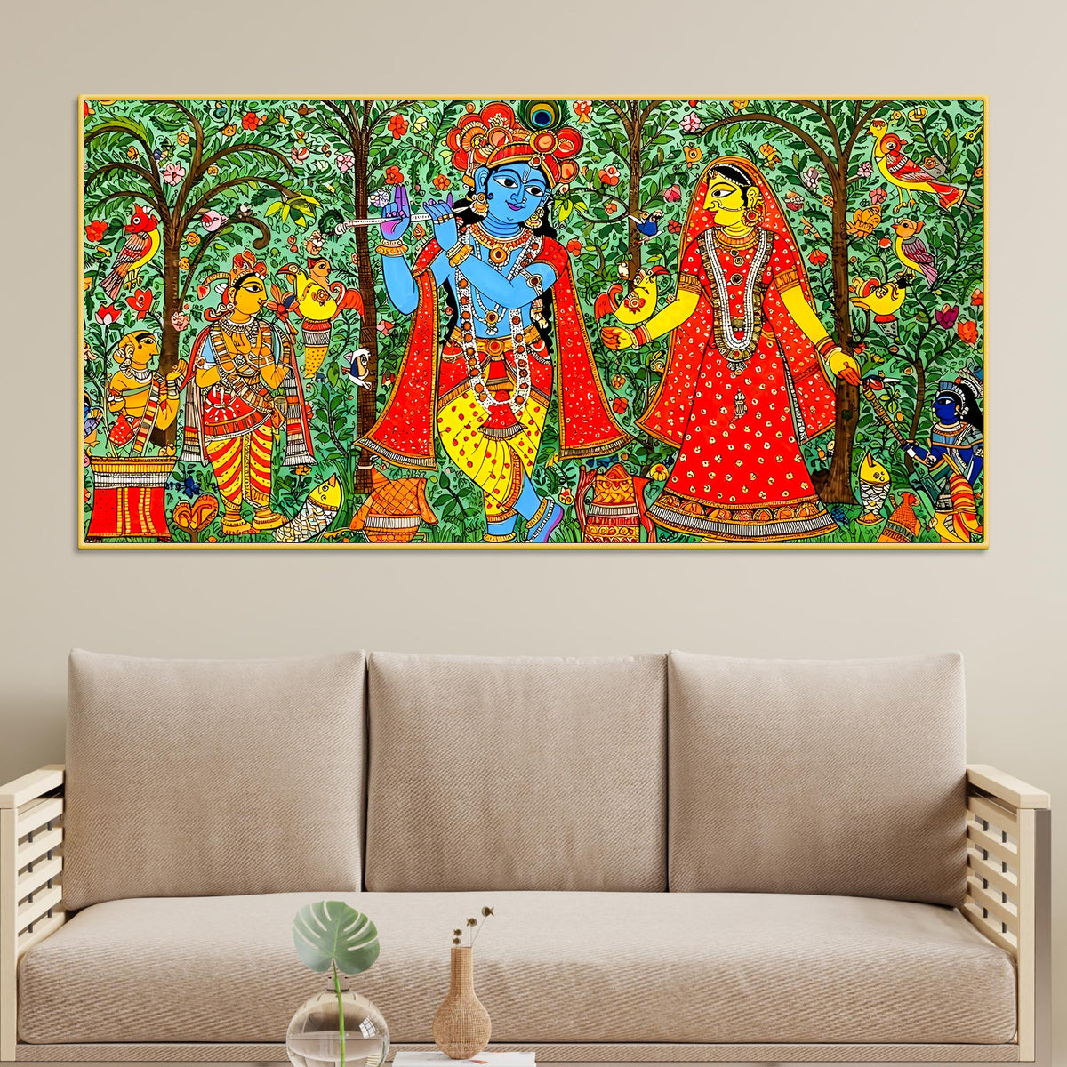 Radha Krishna Wall Painting | Ethnic Home Décor