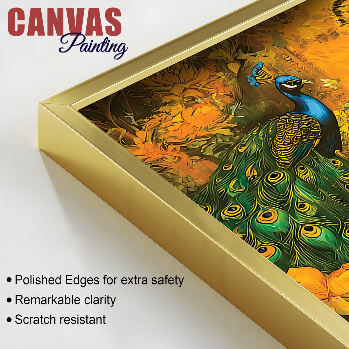 Radha Krishna with Peacock Painting for Home Wall Décor