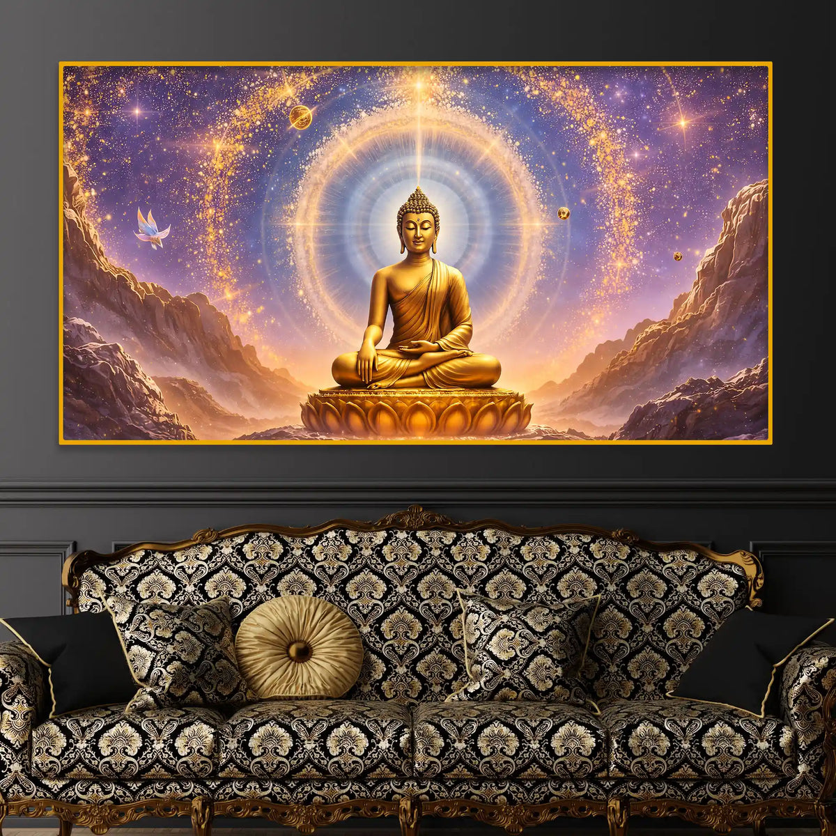 Radiant Aura Buddha Crystal Glass Painting for Premium Décor