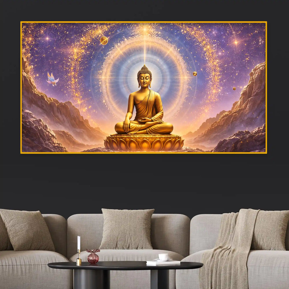 Radiant Aura Buddha Crystal Glass Painting for Premium Décor