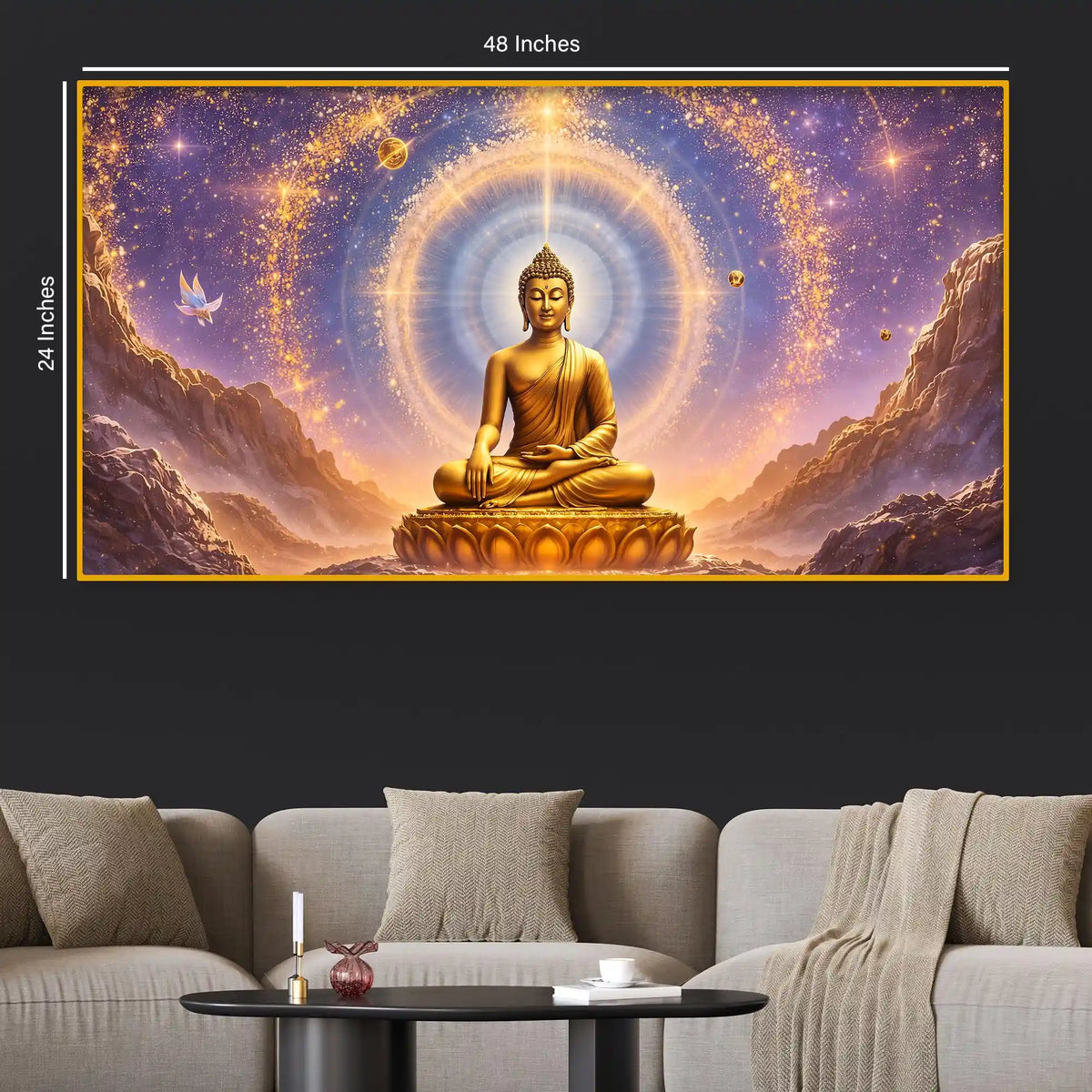 Radiant Aura Buddha Crystal Glass Painting for Premium Décor