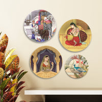 Ragini Patamanjari Mughal Art Wall Plates Painting Set of Four