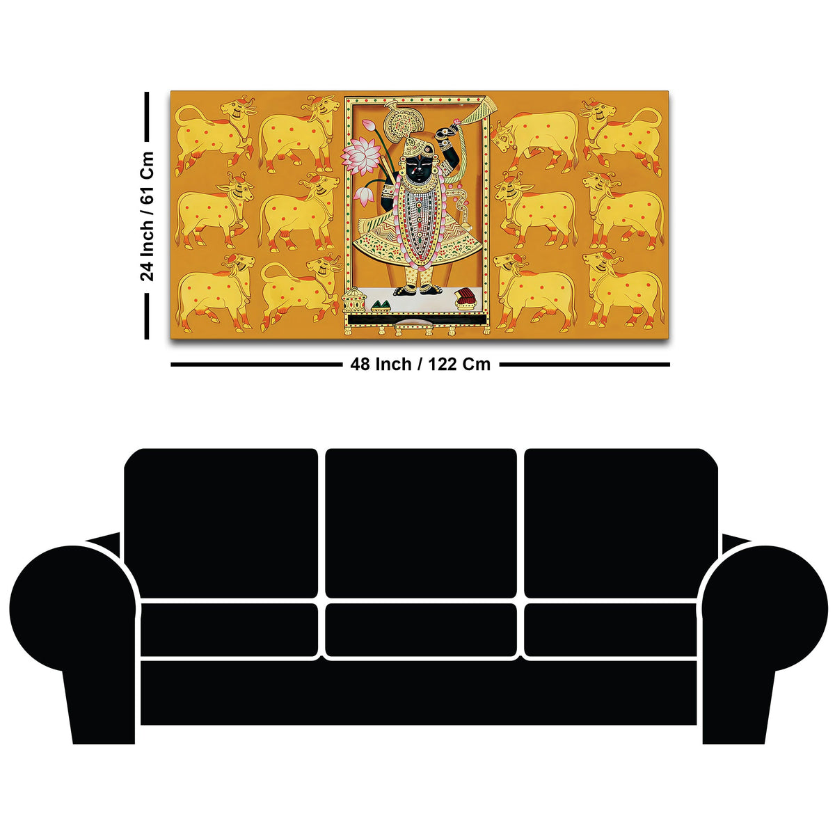 Rajasthani Golden Pichwai Shreenathji Canvas Wall Painting