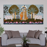 Rajasthani Pichwai Art Radha Krishna Canvas Wall Painting