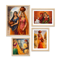 Rajasthani Rural Life Wall Frame Set of Four