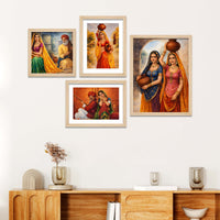 Rajasthani Rural Life Wall Frame Set of Four