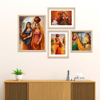 Rajasthani Rural Life Wall Frame Set of Four