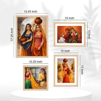 Rajasthani Rural Life Wall Frame Set of Four