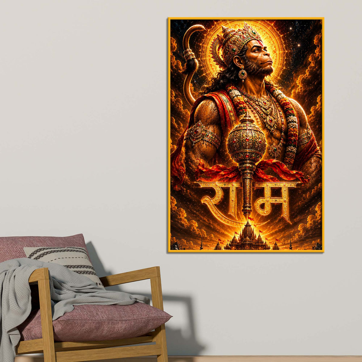 Ram Bhakt Hanuman Floating Frame Crystal Wall Painting
