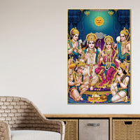 Ram Darbar Religious Canvas Painting | Hindu Spiritual Wall Art