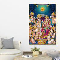 Ram Darbar Religious Canvas Painting | Hindu Spiritual Wall Art