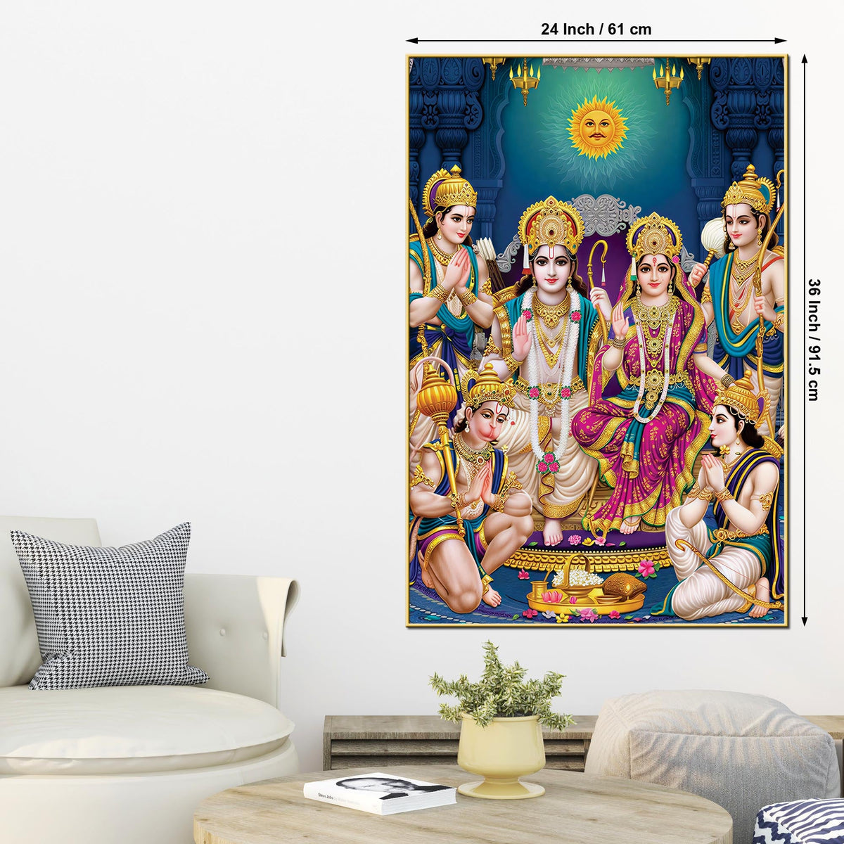 Ram Darbar Religious Canvas Painting | Hindu Spiritual Wall Art
