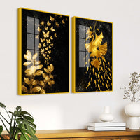 Ravishing Nature Glow Abstract Acrylic Floating Wall Painting Set of 2