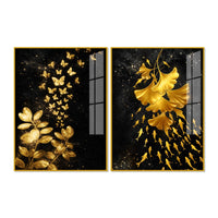 Ravishing Nature Glow Abstract Acrylic Floating Wall Painting Set of 2