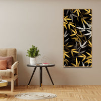Realistic Golden Bamboo Leaves Wall Painting
