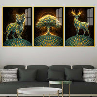 Realm of the Eternal Spirit Acrylic Floating Frame Wall Painting Set of 3