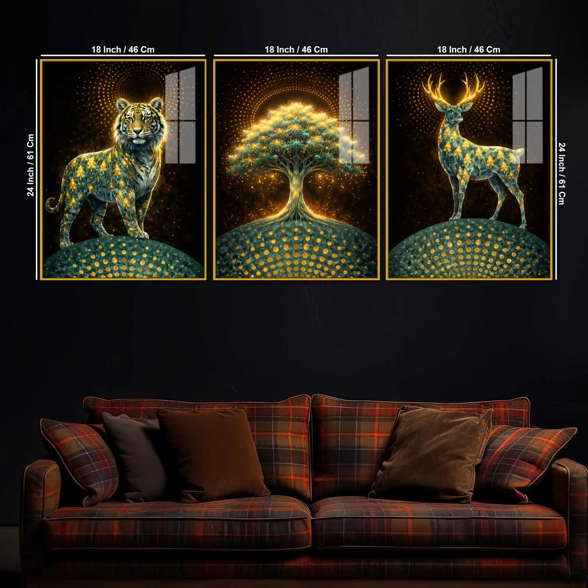 Realm of the Eternal Spirit Acrylic Floating Frame Wall Painting Set of 3