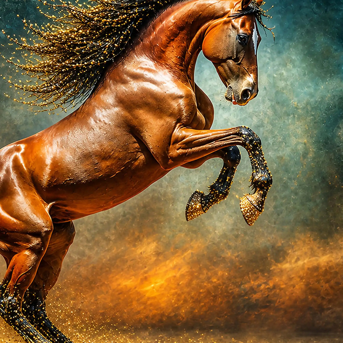 Rearing Horse Floating Frame Crystal Wall Painting for Home Decor