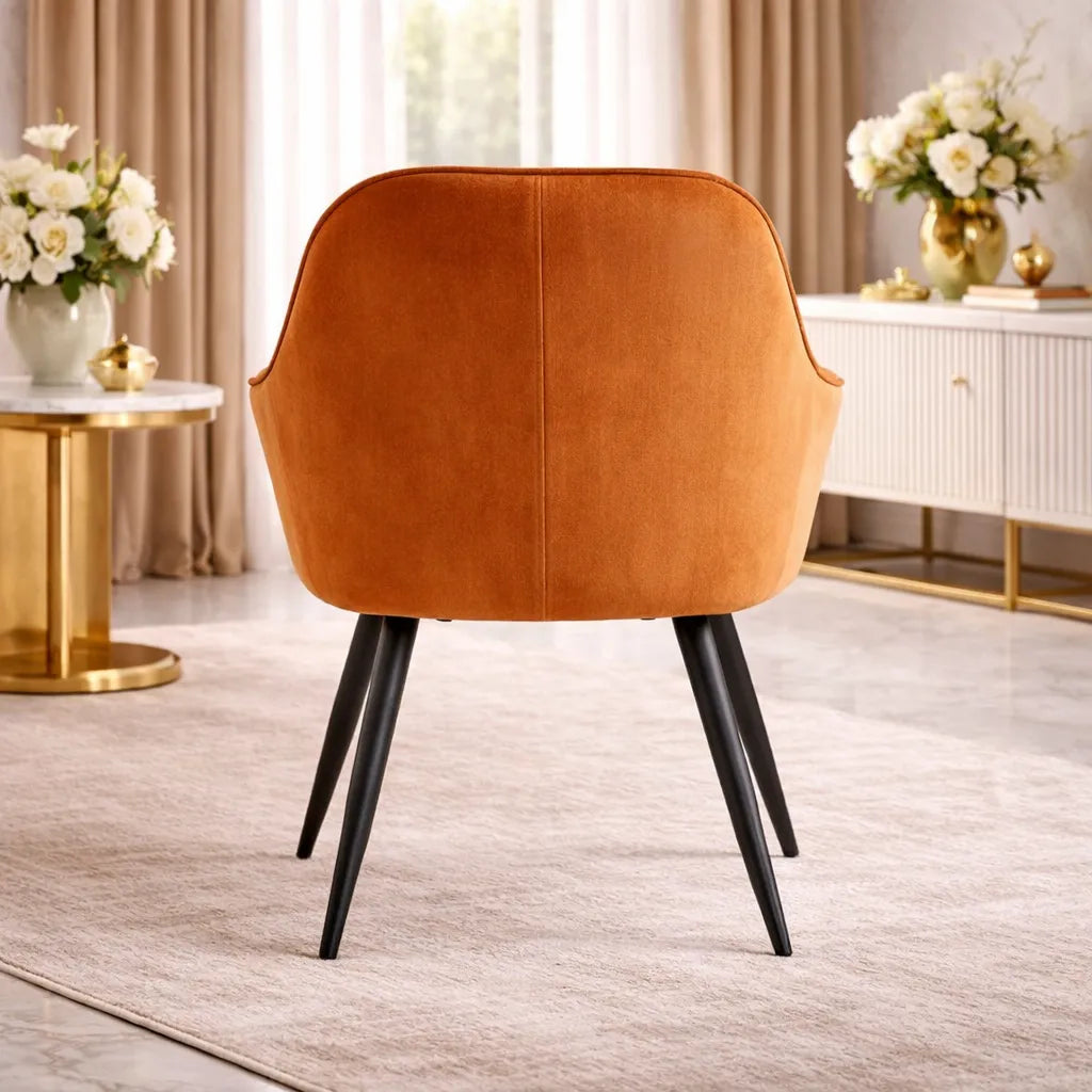 Rich Orange Comfy Padded Tufted Premium Velvet Lounge Chair