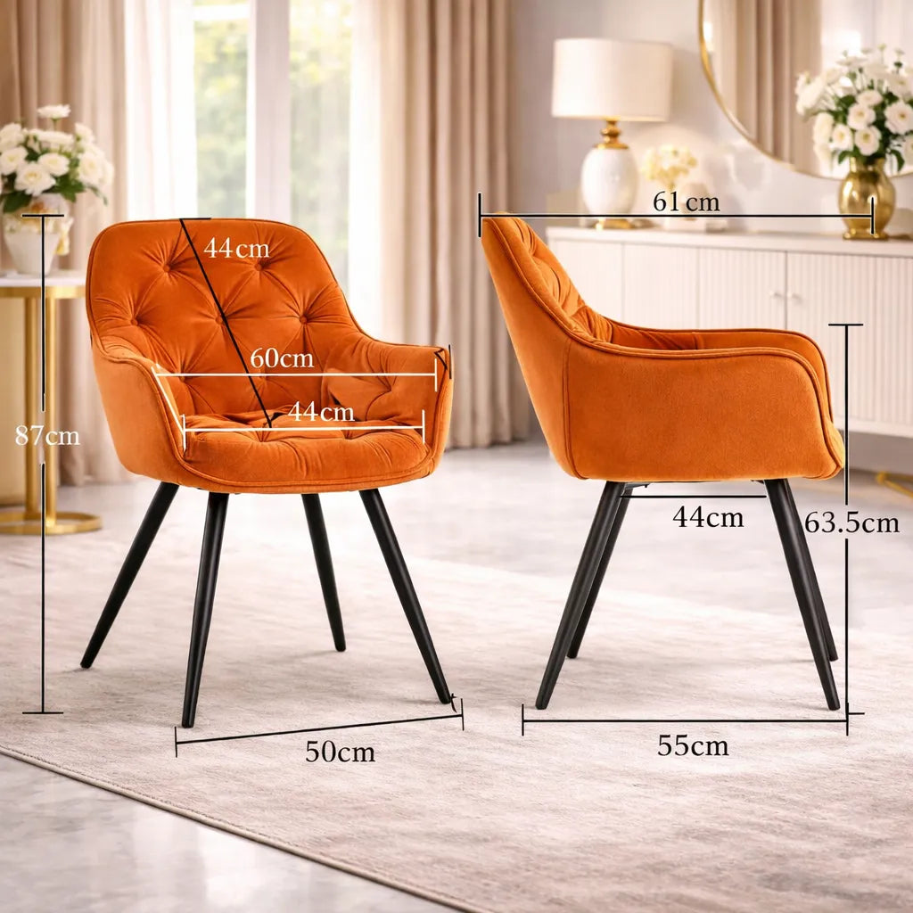 Rich Orange Comfy Padded Tufted Premium Velvet Lounge Chair