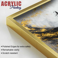 Romantic Black & Gold Dancing Couple Abstract Acrylic Floating Wall Painting Set of 2