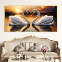 Romantic Swan Couple Wall Painting for Living Room Décor