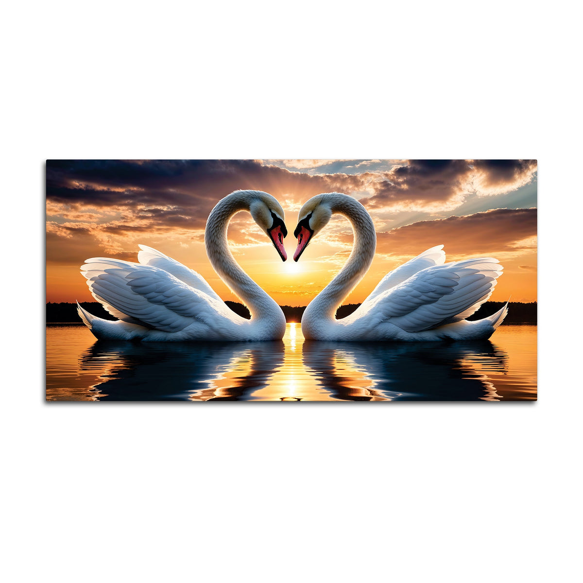 Romantic White Swan Wall Painting for Modern Living Room