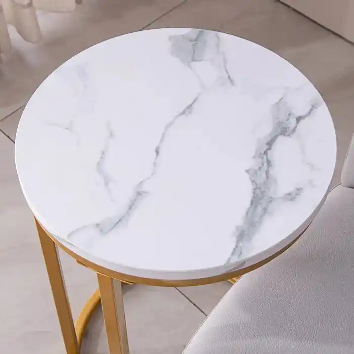 Rounded Shaped Golden Metal End Side Table