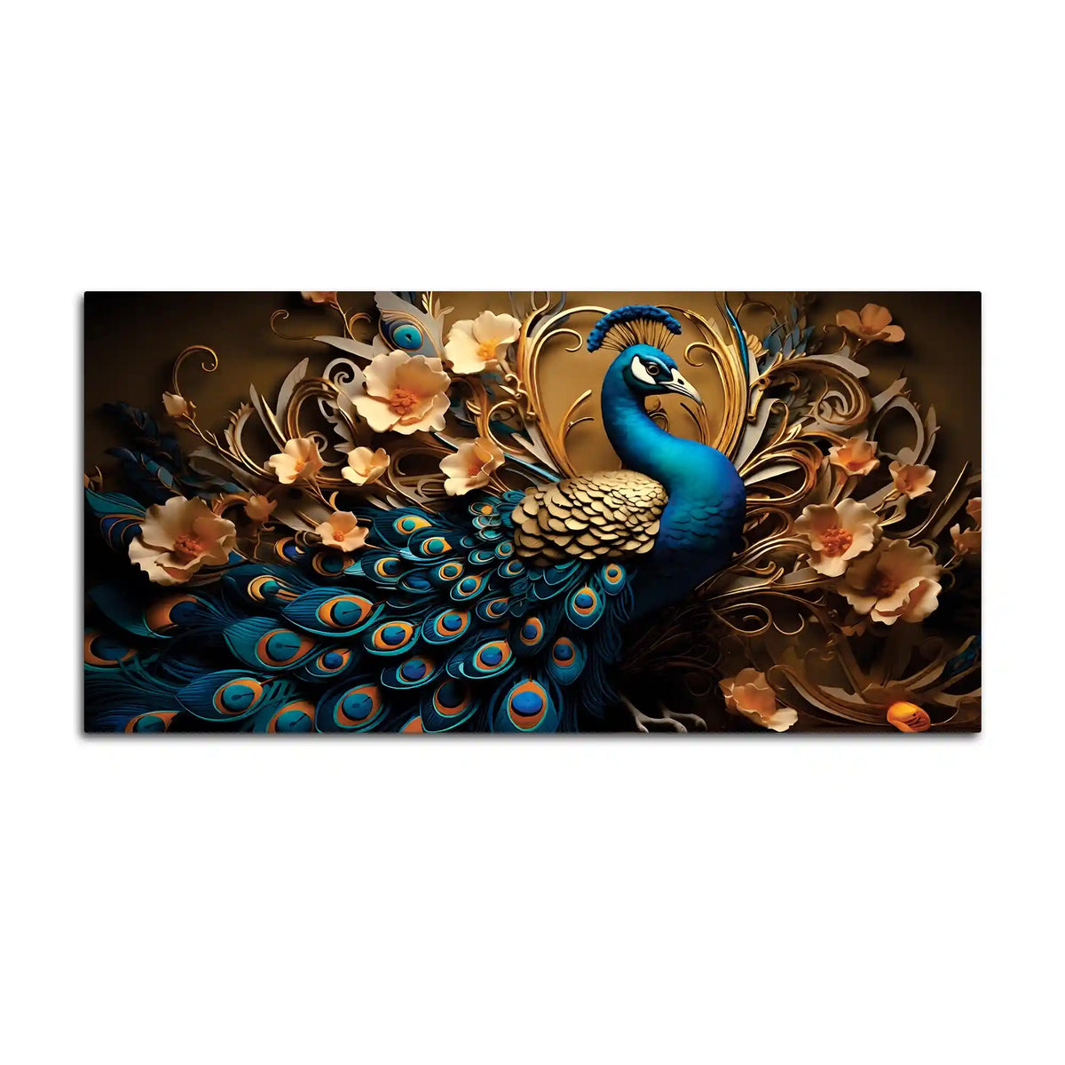 Royal Bird Peacock Premium Canvas Wall Painting for Home & Office Spaces