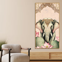Royal Elephant Canvas Painting | Elegant Indian Wall Art for Living Room Decor