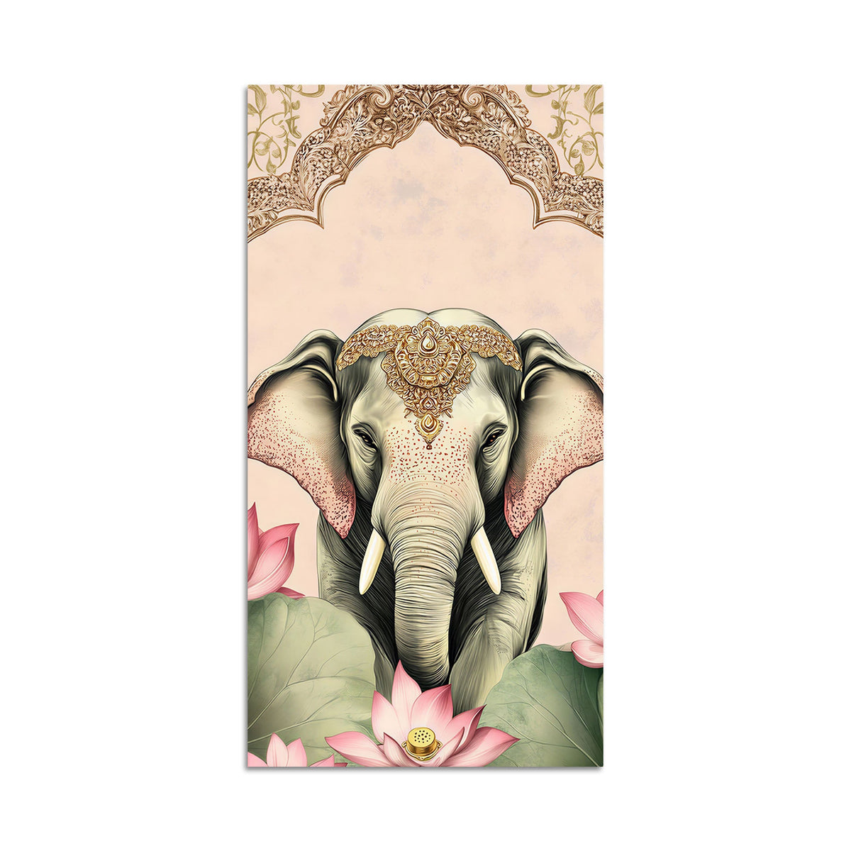Royal Elephant Canvas Painting | Elegant Indian Wall Art for Living Room Decor
