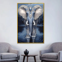 Royal Elephant with Decorative Patterns Floating Frame Crystal Wall Painting