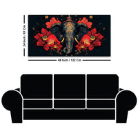 Royal Elephant with Hibiscus flowers Artistic Canvas Wall Painting for Home & Office – Premium Wall Décor