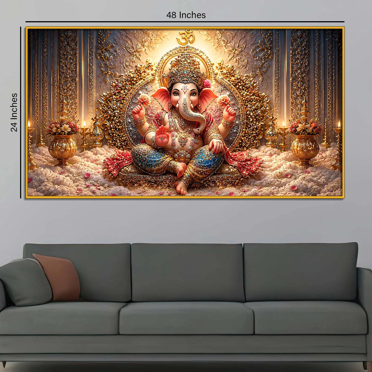 Royal Ganpati Floating Frame Crystal Wall Painting