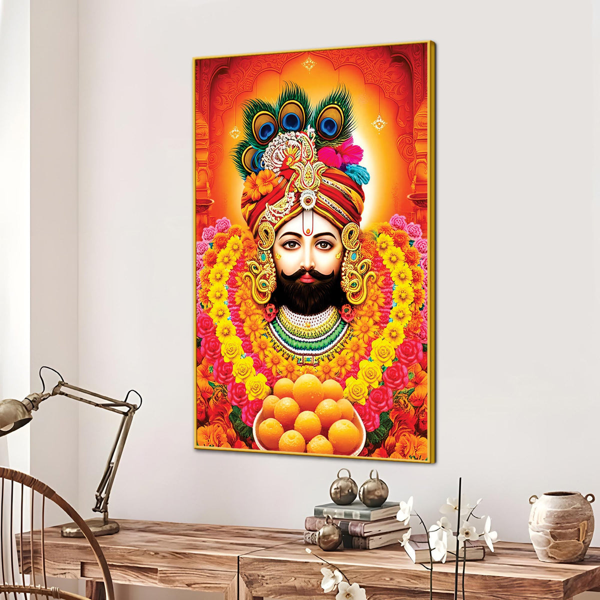 Royal Khatu Shyam Ji Canvas Painting | Traditional Wall Décor