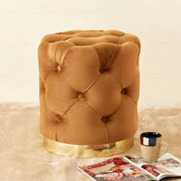 Royal Look Ottoman in Soft Velvet and Gold Trim