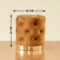 Royal Look Ottoman in Soft Velvet and Gold Trim