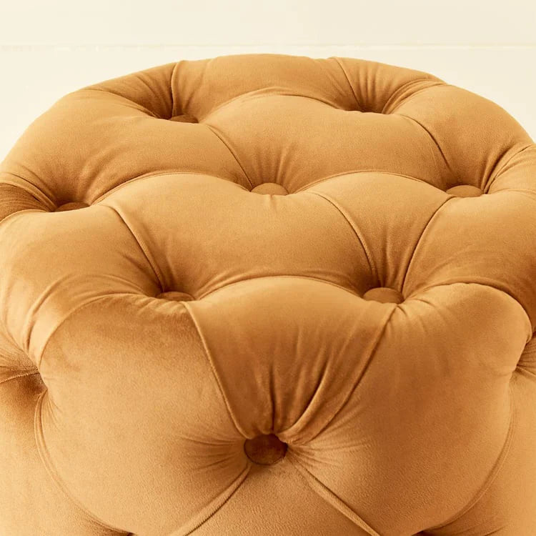 Royal Look Ottoman in Soft Velvet and Gold Trim